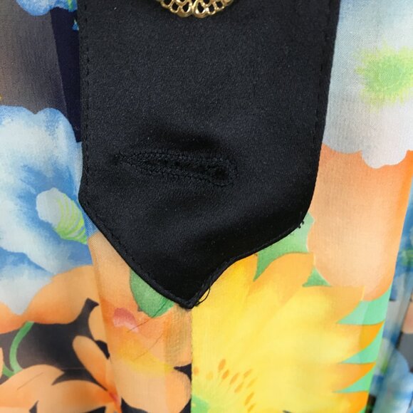 BLUE MOMENT Italy Sheer Multi-Color Floral Print Silk Blend Long Shirt/Dress - Picture 10 of 10